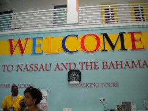 The information desk at the port in Nassau