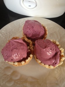 Pizelle Cups with Homemade Black-and-Blue-Berry Ice Cream