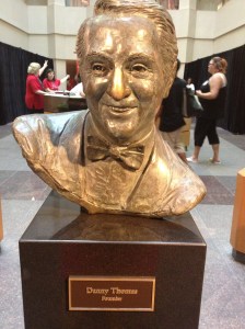 A bust of Danny Thomas, the founder of St. Jude, is on display in the hospital.  His nose is brighter than the rest because visitors often rub it for luck.