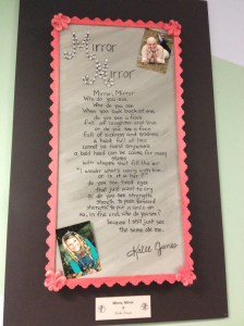 Mirror, Mirror is a poem written by a patient and is on display in the patient art gallery.