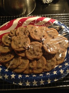 I put the cookies on a patriotic plate to deliver to the fire fighters.