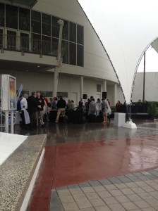 They set us up under the Cirque Du Soleil Awnings to keep us dry.