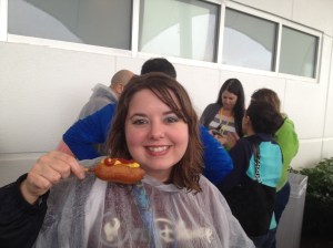 A girl and her corndog!