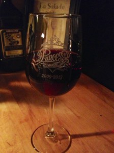 I'm also into drinking my Pinot Noir from Oregon out of my Disney Princess Half Marathon 2013 glass.