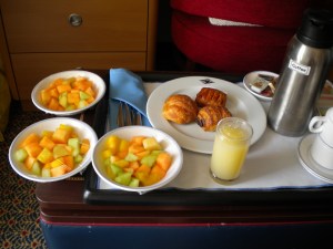 Fruit and pastries for breakfast