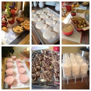 This is most of the food I served. I forgot to take a pic of the soup but here are some garnishes I put out for it. I also forgot to take a pic of the sandwiches after they were toasted, but you get the idea.