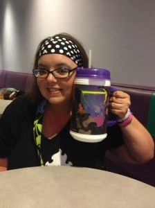 Special drink mug I found out about through social media.  Also, I thought I was smiling!  I was tired!