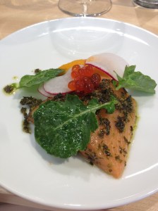 Kale pesto rubbed salmon