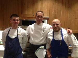 Cameron Roszkowski, Josh Feathers, and Ryan Burger, all chefs at Blackberry Farm