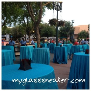 No seats were available for the dessert party, just tables for standing.