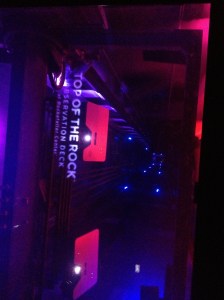 The Top of the Rock elevator had a glass top so you could see it going up.