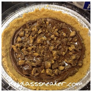 Chopped up Reese's go on top of the Nutella.