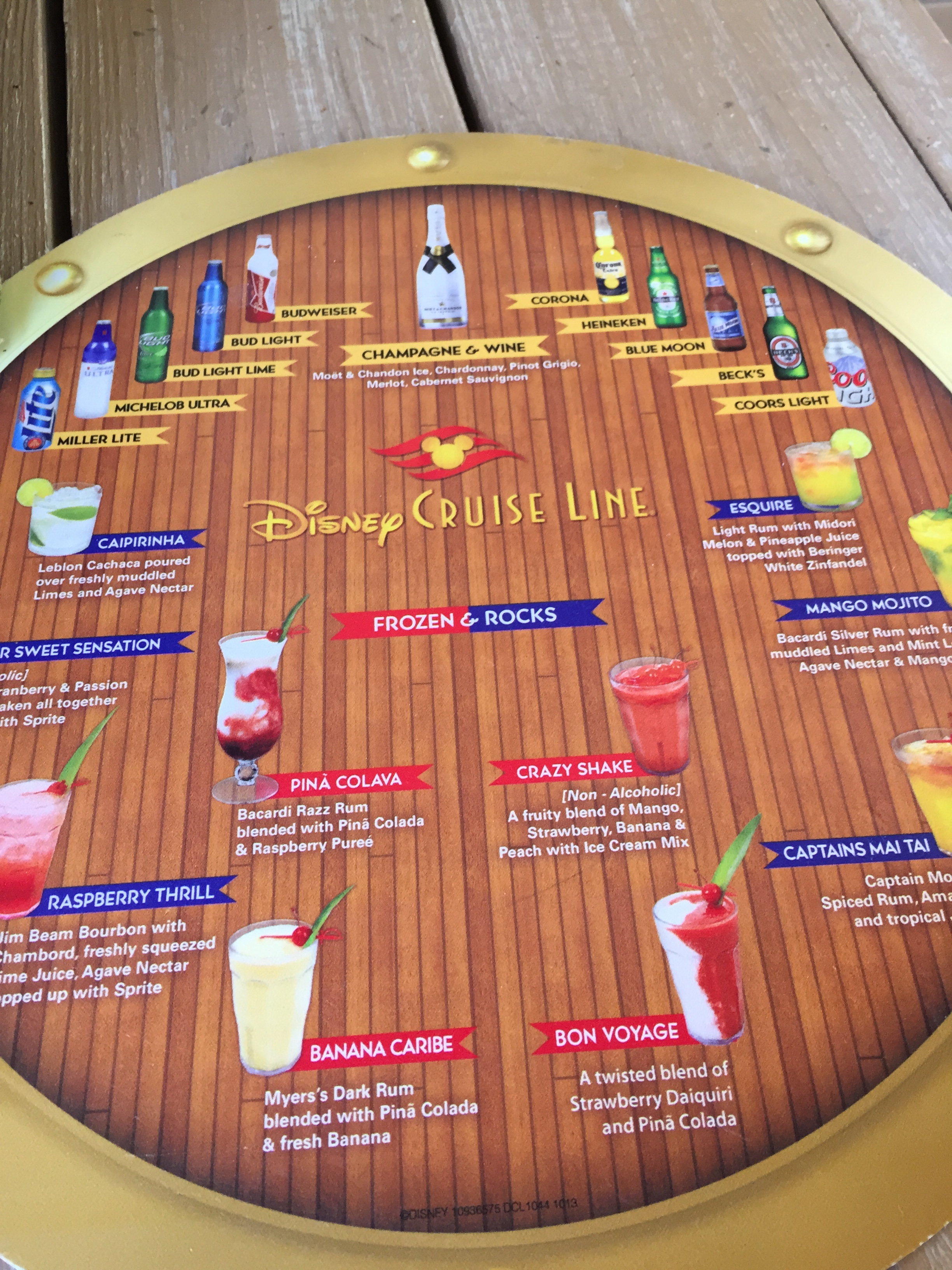 Castaway Cay Bar Menu